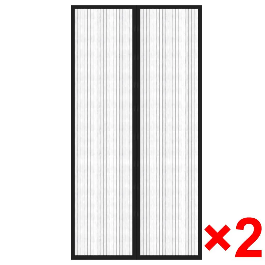 vidaXL Insect Door Curtain 210 x 100 cm 2 pcs Magnet Black