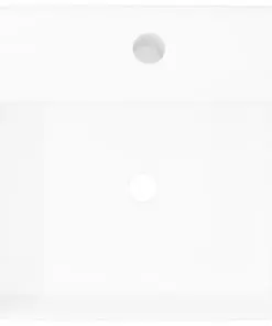 vidaXL Ceramic Basin Square with Overflow and Faucet Hole 41 x 41 cm