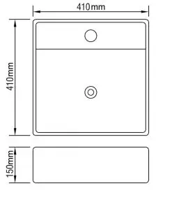 vidaXL Ceramic Basin Square with Overflow and Faucet Hole 41 x 41 cm