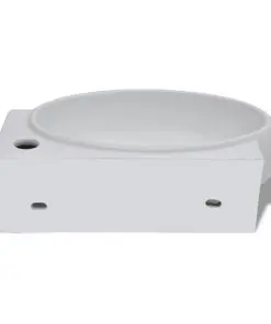 vidaXL Ceramic Sink Basin Faucet & Overflow Hole Bathroom White