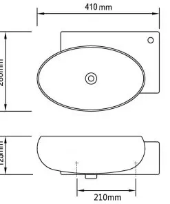 vidaXL Ceramic Sink Basin Faucet & Overflow Hole Bathroom White