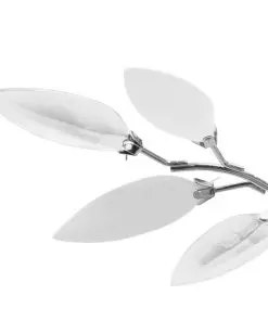 Ceiling Lamp White & Transparent Acrylic Crystal Leaf Arms 3 E14 Bulbs