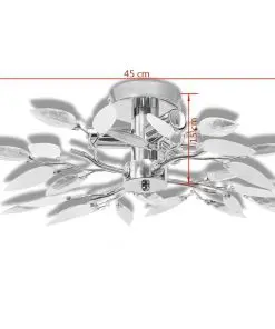 Ceiling Lamp White & Transparent Acrylic Crystal Leaf Arms 3 E14 Bulbs