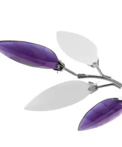 Ceiling Lamp White & Purple Acrylic Crystal Leaf Arms 3 E14 Bulbs
