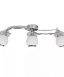 Ceiling Lamp with Glass Shades on Waving Rail for 3 E14 Bulb
