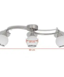 Ceiling Lamp with Glass Shades on Waving Rail for 3 E14 Bulb