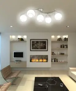 Ceiling Lamp with Glass Shades on Waving Rail for 5 E14 Bulb