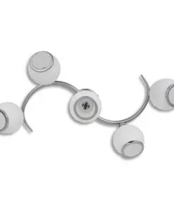 Ceiling Lamp with Glass Shades on Waving Rail for 5 E14 Bulb