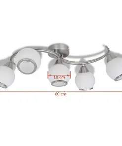 Ceiling Lamp with Glass Shades on Waving Rail for 5 E14 Bulb
