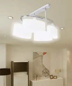 Ceiling Lamp with Ellipsoid Glass Shades for 4 E14 Bulbs
