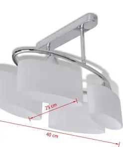 Ceiling Lamp with Ellipsoid Glass Shades for 4 E14 Bulbs