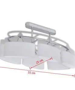Ceiling Lamp with Ellipsoid Glass Shades for 6 E14 Bulbs