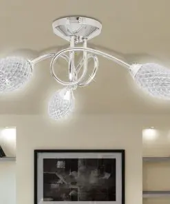 Ceiling Lamp with White Acrylic Crystal Shades for 3 G9 Bulb