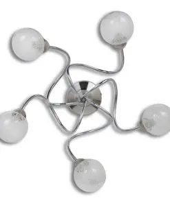 Ceiling Lamp with Round Glass Shades for 5 G9 Bulbs