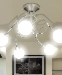 Ceiling Lamp with Round Glass Shades for 5 G9 Bulbs