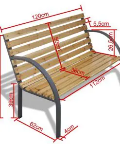 vidaXL Garden Bench 120 cm Wood and Iron
