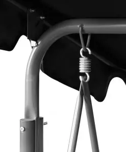 vidaXL Outdoor Hanging Rattan Swing Bench with a Canopy Black