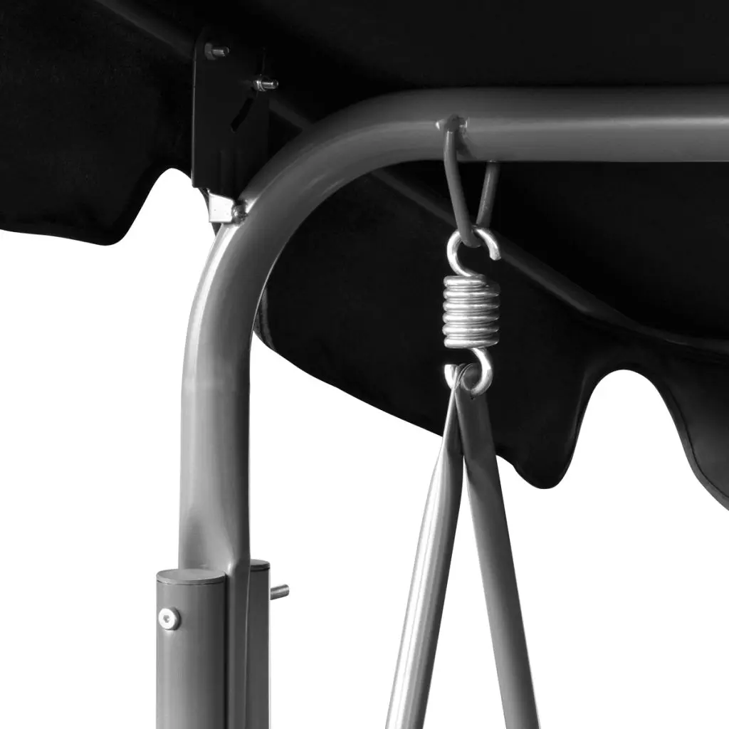 vidaXL Outdoor Hanging Rattan Swing Bench with a Canopy Black