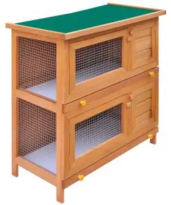 Outdoor Rabbit Hutch Small Animal House Pet Cage 4 Doors Wood