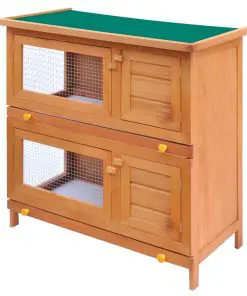 Outdoor Rabbit Hutch Small Animal House Pet Cage 4 Doors Wood