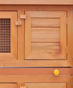 Outdoor Rabbit Hutch Small Animal House Pet Cage 4 Doors Wood