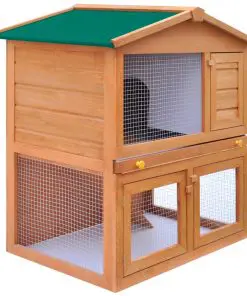 Outdoor Rabbit Hutch Small Animal House Pet Cage 3 Doors Wood