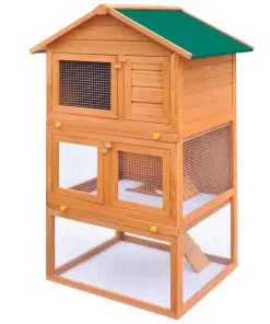 Outdoor Rabbit Hutch Small Animal House Pet Cage 3 Layers Wood