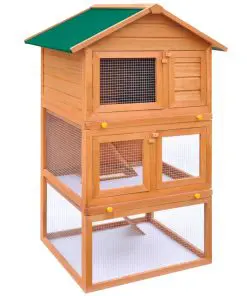 Outdoor Rabbit Hutch Small Animal House Pet Cage 3 Layers Wood