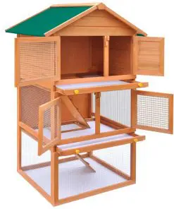Outdoor Rabbit Hutch Small Animal House Pet Cage 3 Layers Wood