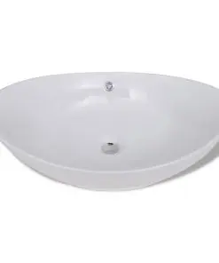 vidaXL Luxury Ceramic Basin Oval with Overflow 59 x 38.5 cm