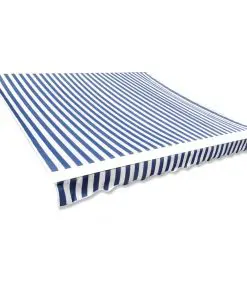 vidaXL Awning Top Sunshade Canvas Blue & White 3 x 2.5m