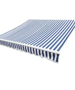 vidaXL Awning Top Sunshade Canvas Blue & White 4 x 3 m