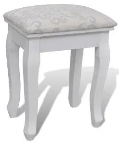 vidaXL Dressing Table with Mirror and Stool 7 Drawers White