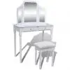 vidaXL Dressing Table with 3-in-1 Mirror and Stool 2 Drawers White vidaXL Dressing Table with 3-in-1 Mirror and Stool 2 Drawers White