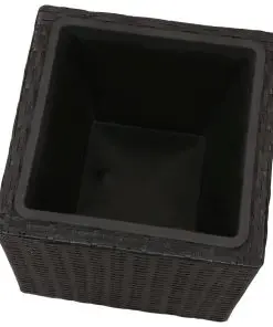 Garden Square Rattan Planter Set 3 pcs Black