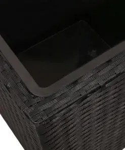 Garden Square Rattan Planter Set 3 pcs Black