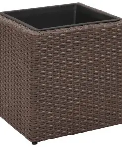 vidaXL Garden Square Planter Set 3 Pieces Rattan Brown