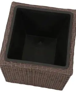vidaXL Garden Square Planter Set 3 Pieces Rattan Brown