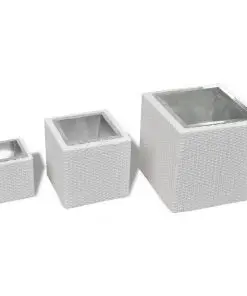 Garden Square Rattan Planter Set 3 pcs White