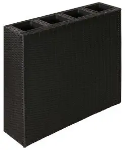 Garden Rectangle Rattan Planter Set Black