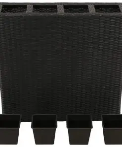 Garden Rectangle Rattan Planter Set Black