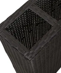Garden Rectangle Rattan Planter Set Black