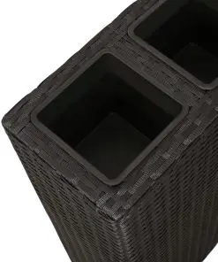 Garden Rectangle Rattan Planter Set Black