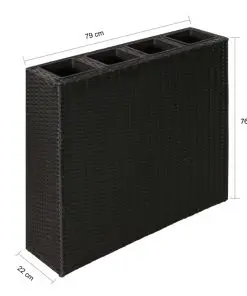 Garden Rectangle Rattan Planter Set Black