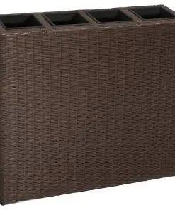 Garden Rectangle Rattan Raised Bed Set Brown