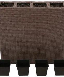 Garden Rectangle Rattan Planter Set Brown