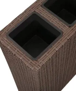 Garden Rectangle Rattan Planter Set Brown