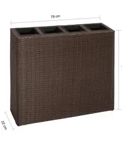 Garden Rectangle Rattan Planter Set Brown