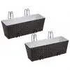 vidaXL Balcony Trapezoid Rattan Planter 2 pcs Black vidaXL Balcony Trapezoid Rattan Planter 2 pcs Black