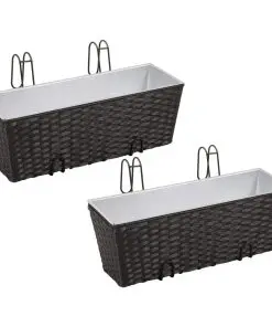 vidaXL Balcony Trapezoid Rattan Planter 2 pcs Black